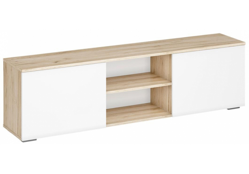 ТВ-тумба Алетра ТБ01-1600 дуб крафт серый / глянец белый (160x32,4x45). 