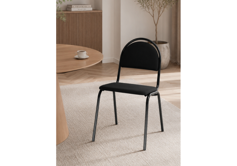 Стул на металлокаркасе Гумер ткань черный / темный мусс (48x56x84)